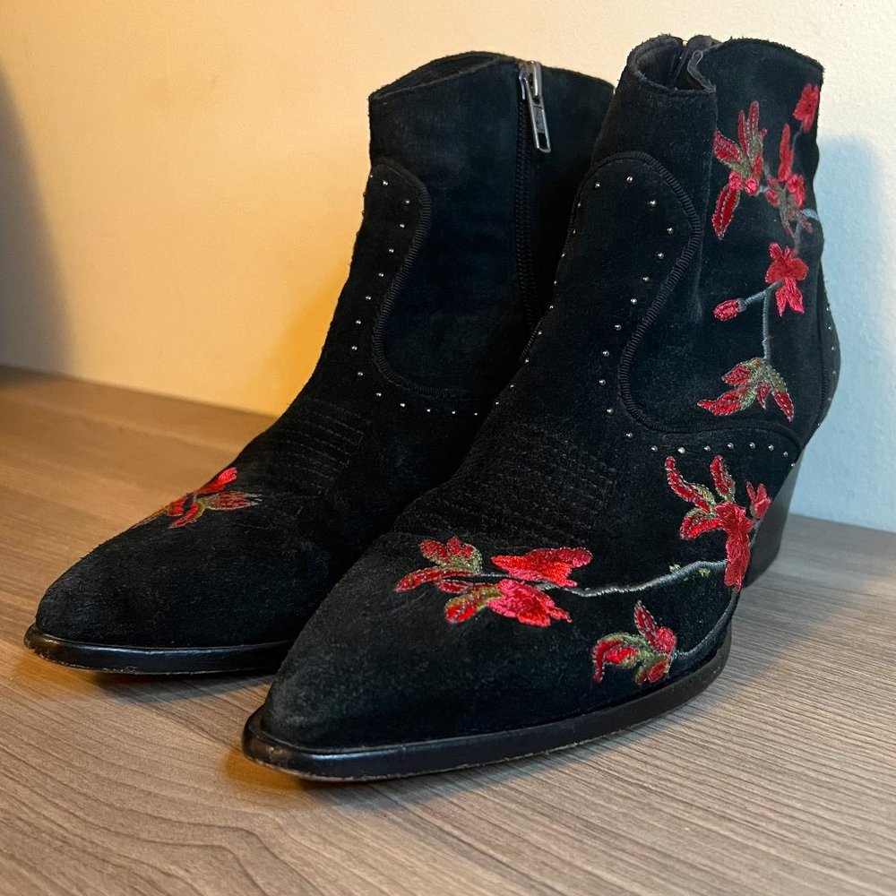 ASH Heidi suede embroidered ankle boots sz 37